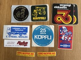 Vintage Werbeaufkleber Wohlen AG – Firmen & Vereine Konvolut