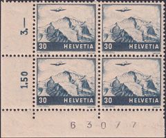 1948, F44 (Jungfrau) Viererblock mit Rand, postfrisch **