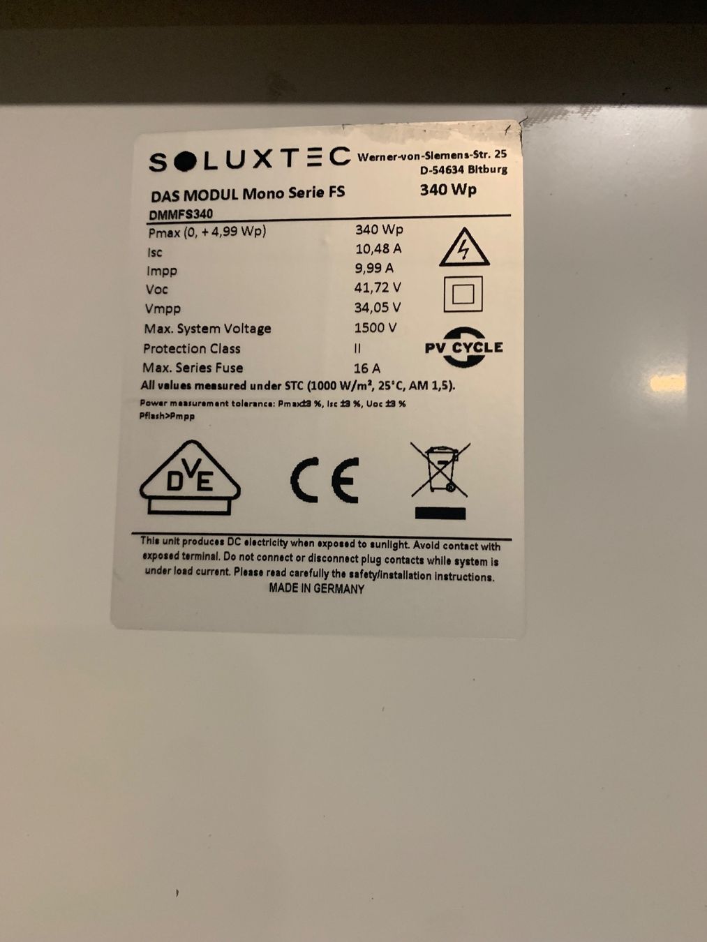 Dispositivi a energia solare: 2 Stk Solarpanel Soluxtec PV-Modul S340Wp 40mm Black – Nuovo (secondo la descrizione) da Zollbrück venduto da outlet16 3
