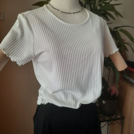 ONLY Damen Rippshirt Weiss Grösse L neu mit Etikett