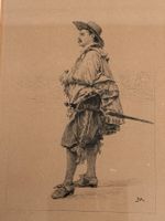 Antike Grafik nach Teniers Boissard Figur Rahmen