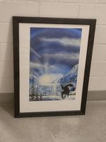 Vintage Airbrush-Bild mit Killerwal (Orca) zu verkaufen