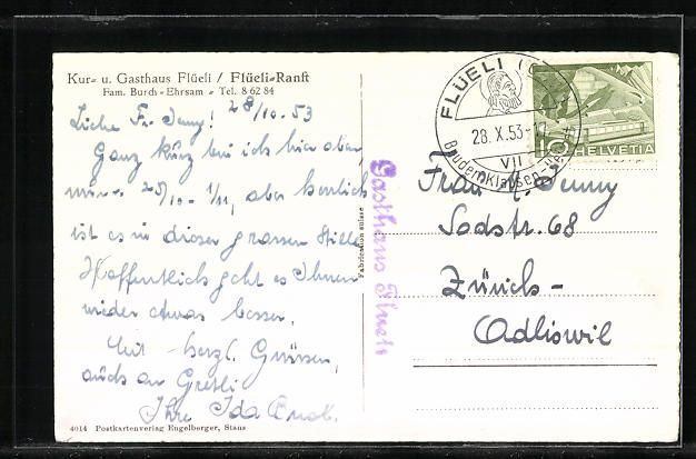 Cartoline postali: Flüeli-Ranft, Kur- und Gasthaus Flüeli – Usato da Berlin venduto da bartko-reher 1