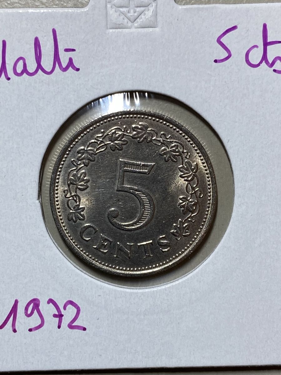 Alle Münzen: Malte - 5 cents - 1972 – Gebraucht aus Payerne von Mike1682