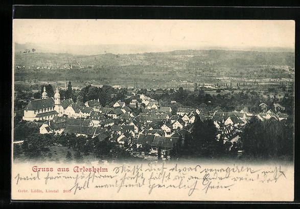 Ansichtskarten: AK Arlesheim, Teilansicht mit Kirche – Gebraucht aus Berlin von bartko-reher