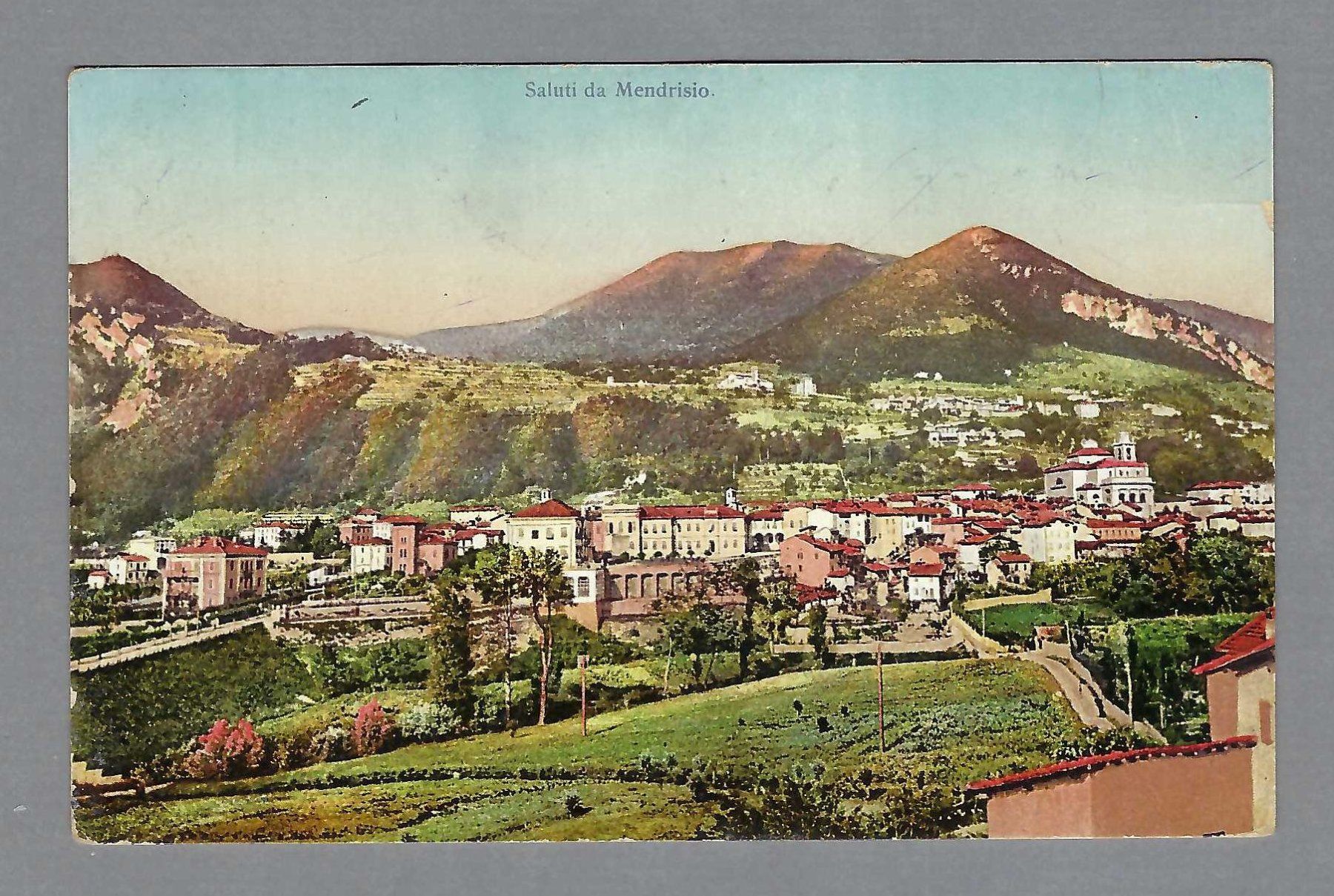 Cartoline postali: 1915, MENDRISIO, PANORAMA, RARA VEDUTA – Usato da Pura venduto da ulisse1957