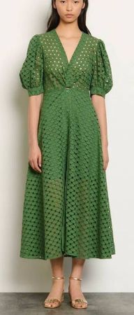 Sandro Elegant Eyelet Midi Dress