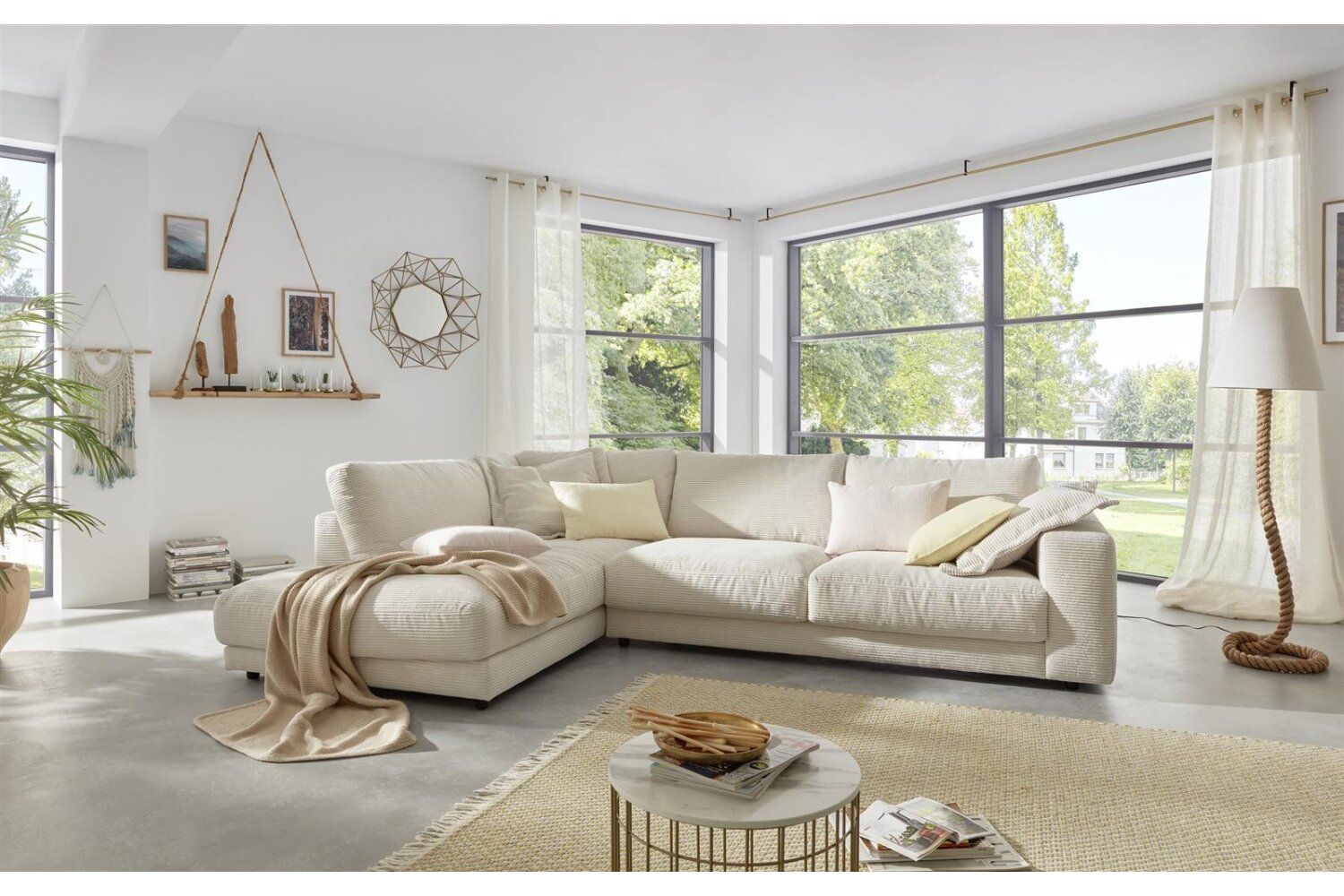 Divani: Ecksofa High End in Cord snow Links – Nuovo e nell'imballaggio originale da Bischofszell venduto da deluxe-moebel
