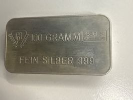 100g Silberbarren Schweizerischer Bankverein