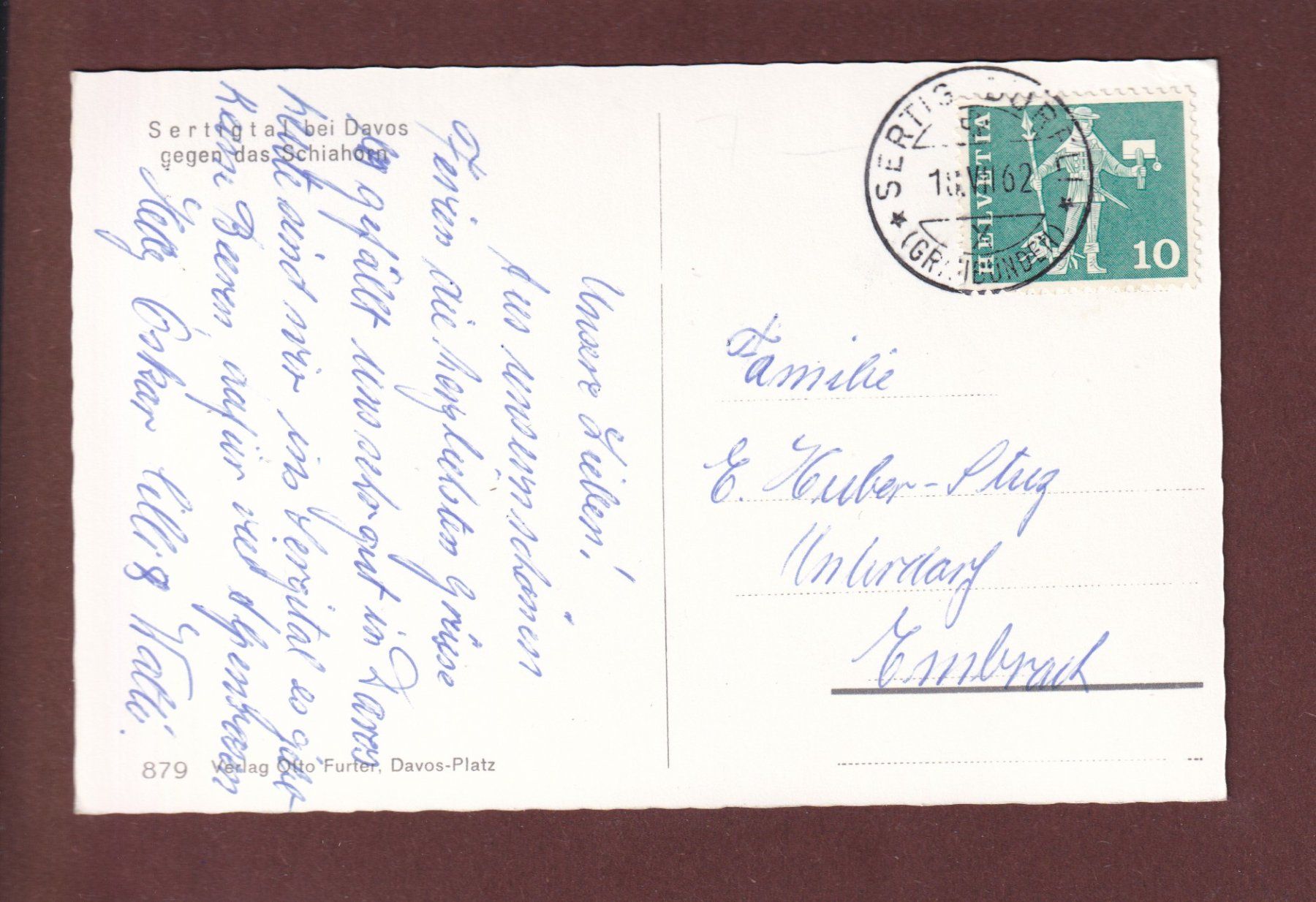 Ansichtskarten: DAVOS - Sertigtal - 1962 – Gebraucht aus Pully von nicecards 1