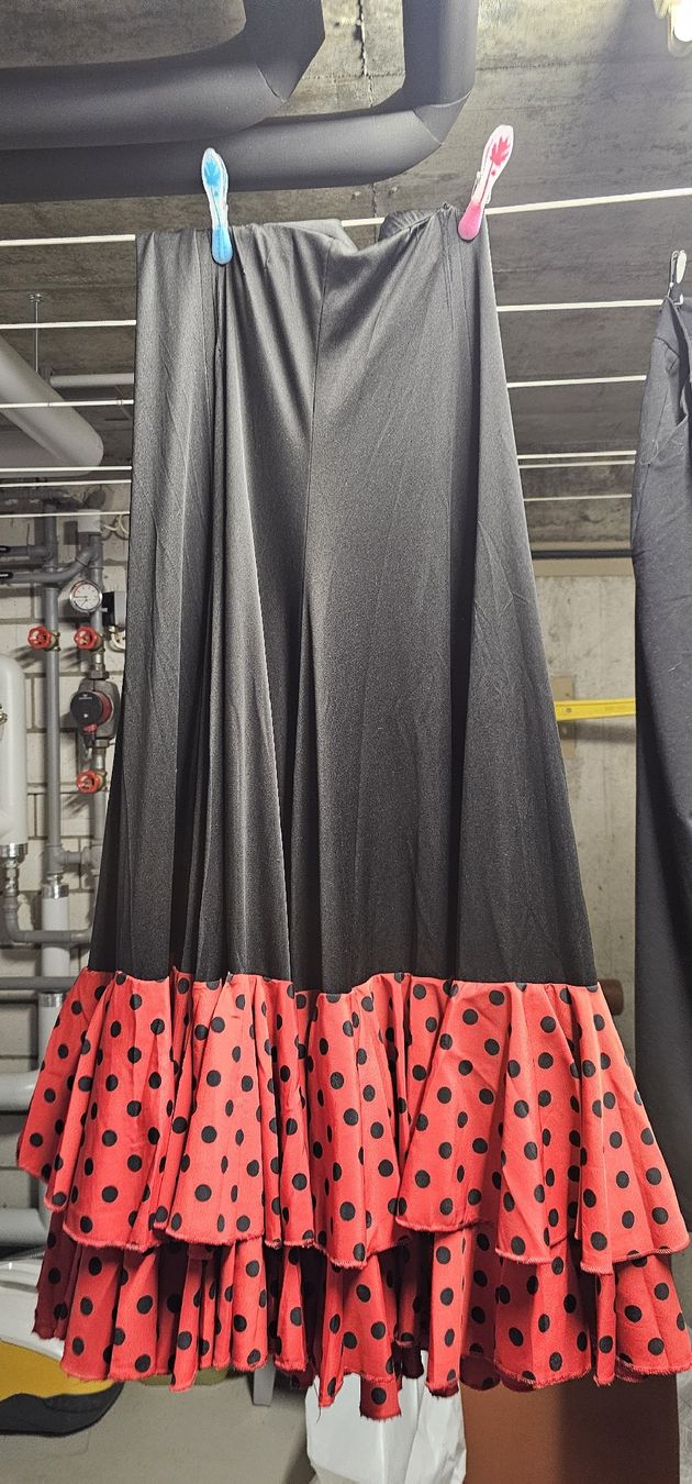 Flamenco Tanzrock Schwarz-weiß - Elastischer Bund Polyester