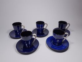 5 Vintage Keramik Tassen und Unterteller - Jakob Gelzer