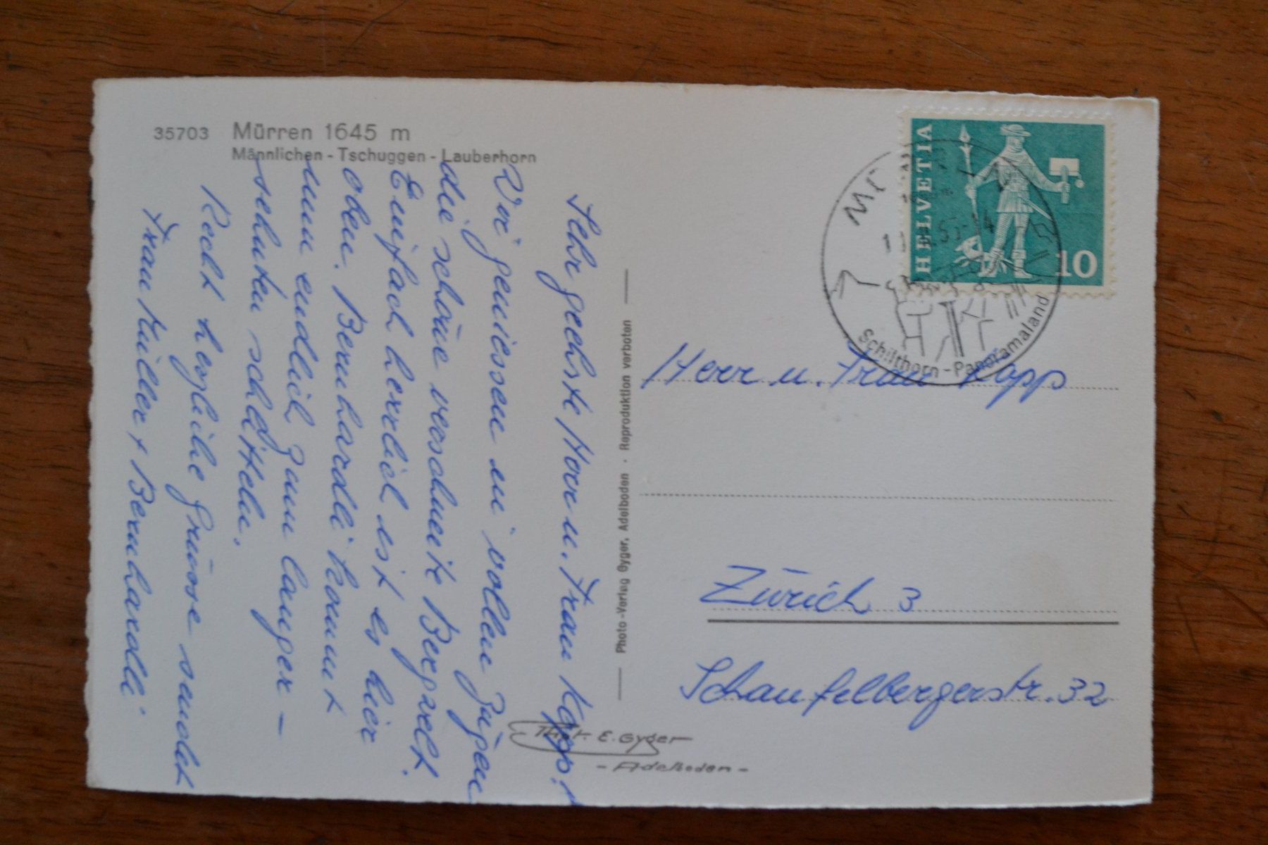 Cartoline postali: AK Mürren BE – Usato da Beinwil am See venduto da kajak55 1
