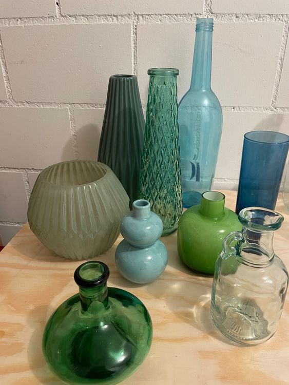 Vasenset Glasvasen Keramikvasen grün blau Kaufen auf Ricardo