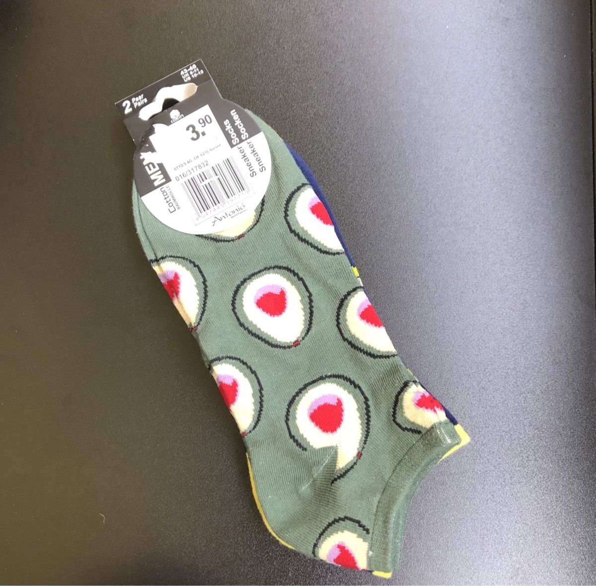Calze: Socken mit Avocado-& Bananenmuster Grösse 43-46 – Nuovo e nell'imballaggio originale da St.Gallen venduto da nitka.