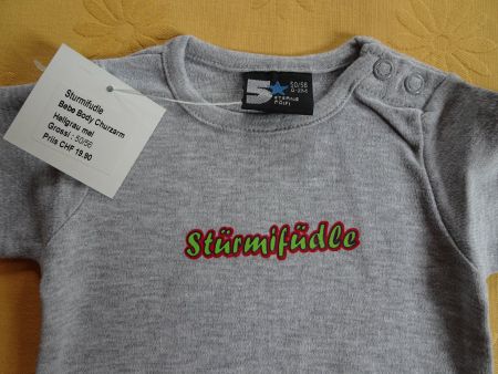 NEUER Body grau "Stürmifüdle" Gr. 50/56 - 260725
