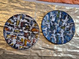 Land und Meer, Acryl auf MESSING, Art Vintage handgefertigt