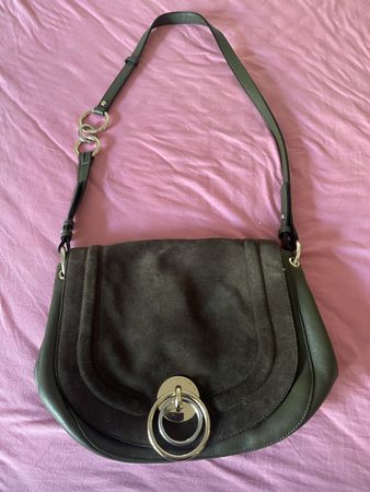 Umhängetasche Diane von Fürstenberg Leder Wildleder olive