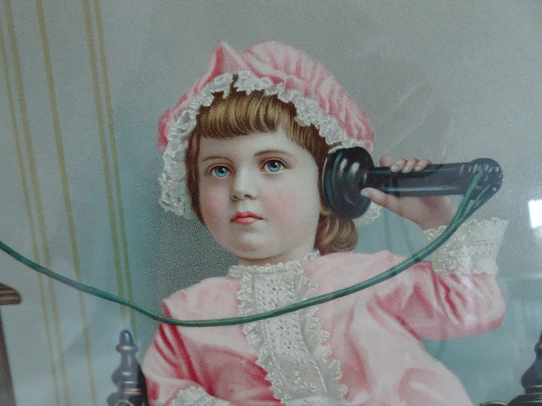 Grafica & Litografie: alte Litho im alten Original-Rahmen   :  Mädchen am Telefon – Usato da Vitznau venduto da Mina60 5