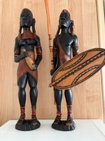 Afrikanische Holzfiguren Krieger und Frau Deko Ethnische ...