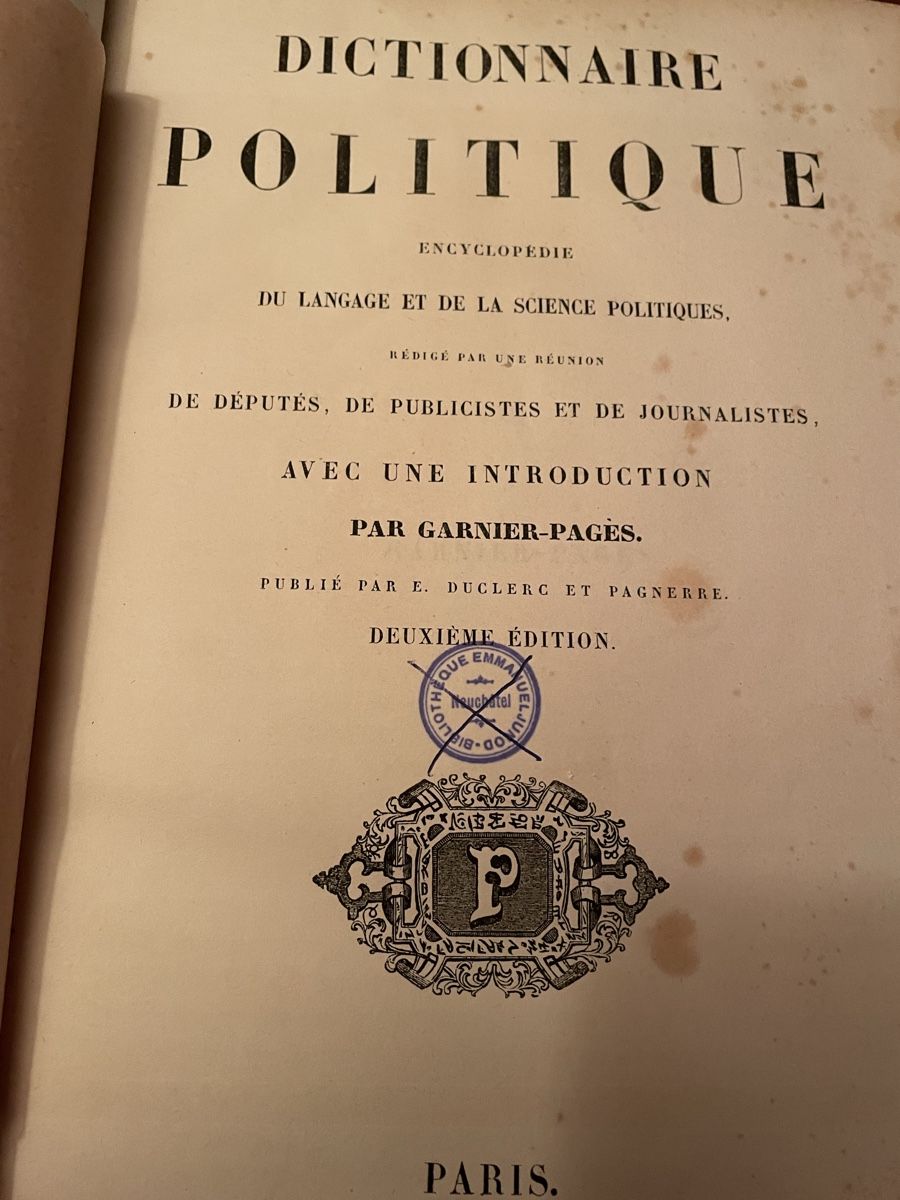 Bücher: Dictionnaire politique /Paris 1843 – Gebraucht aus Sins von Patrickwe