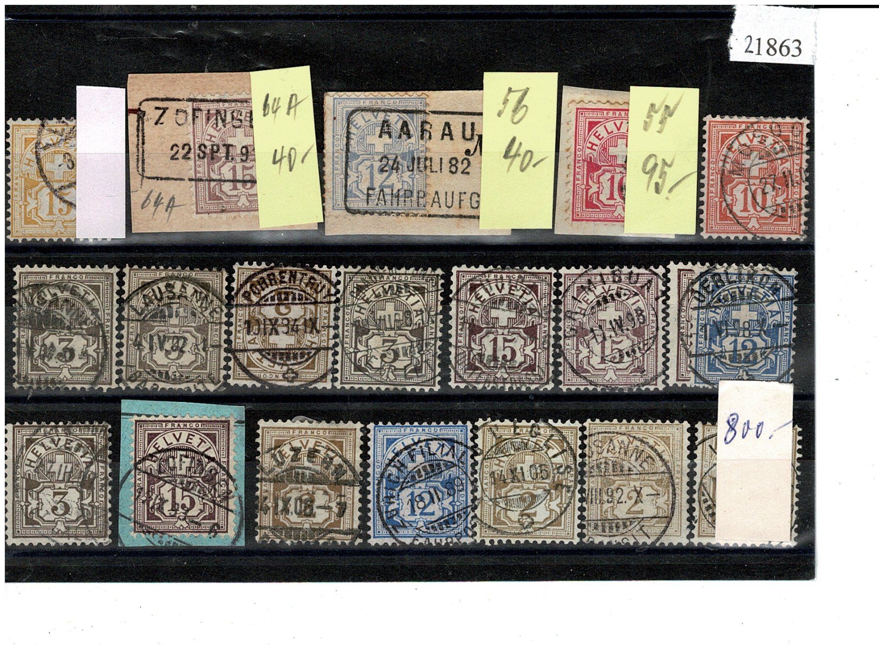 Alle Briefmarken: Type chiffre Ziffermuster 19 Werte – Gebraucht aus Lausanne von Whorvath