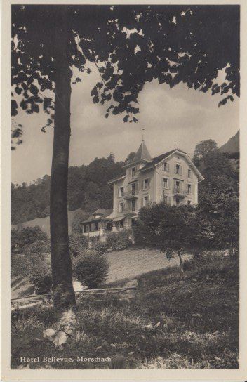 Cartoline postali: Hotel Bellevue, Morschach, 1936 – Usato da Zuerich venduto da OceanLinerPostcards