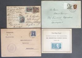 SAARGEBIET/SAARLAND: 4 Poststücke aus 1921–1958