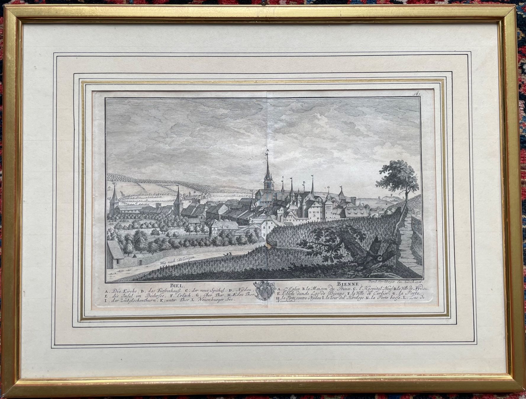 Incisioni: Herrliberger Stich 1756 Biel Bienne – Usato da Biel/Bienne venduto da Galaq 1