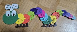 Holz Puzzle Raupe Alphabet, Lernspielzeug für Kinder