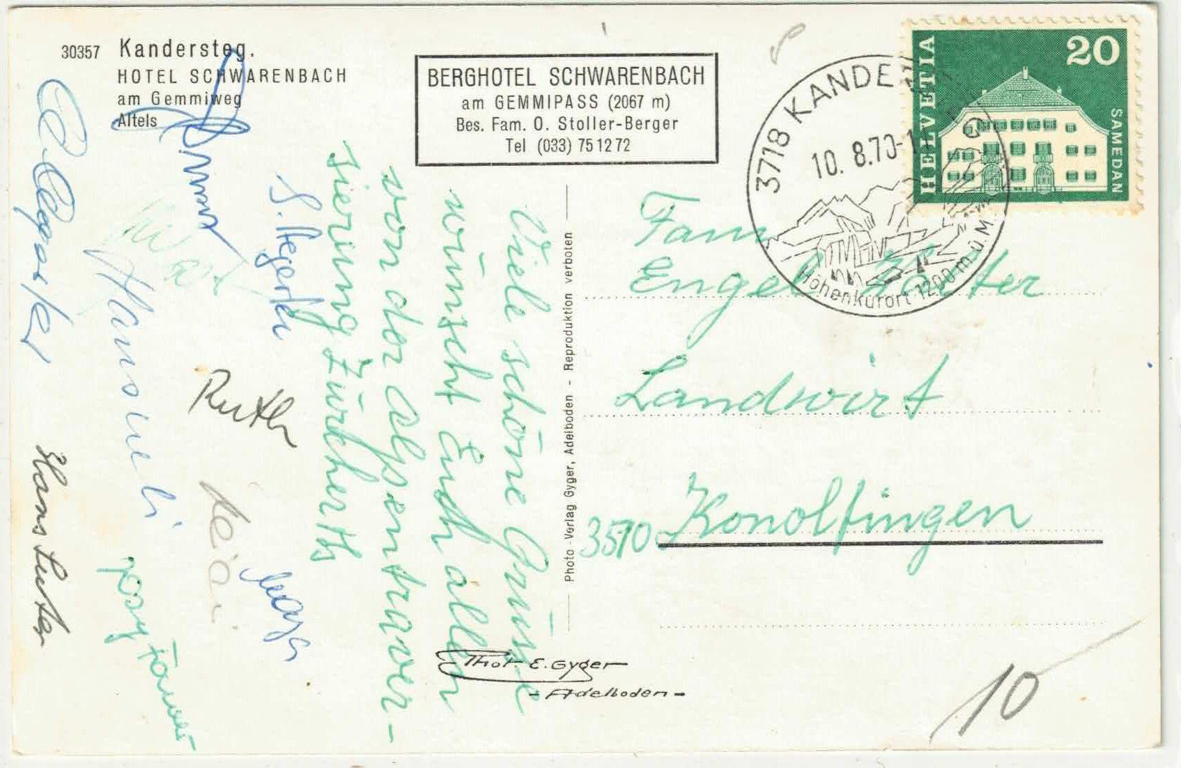 Cartoline postali: Gemmipass - Berghotel Schwarenbach – Usato da Ettingen venduto da Kartenplanet 1
