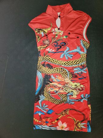 Drachen Etuikleid, dragon red, china, Snake, Dinner Kleid