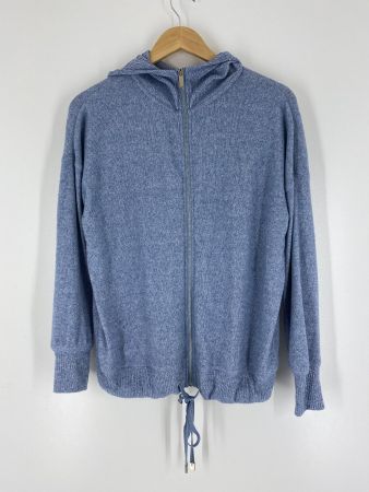 weiche Feinstrickjacke mit Kapuze, hellblau, Grösse M