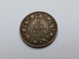 🇮🇳  India 1/12 Anna 1927 great toning