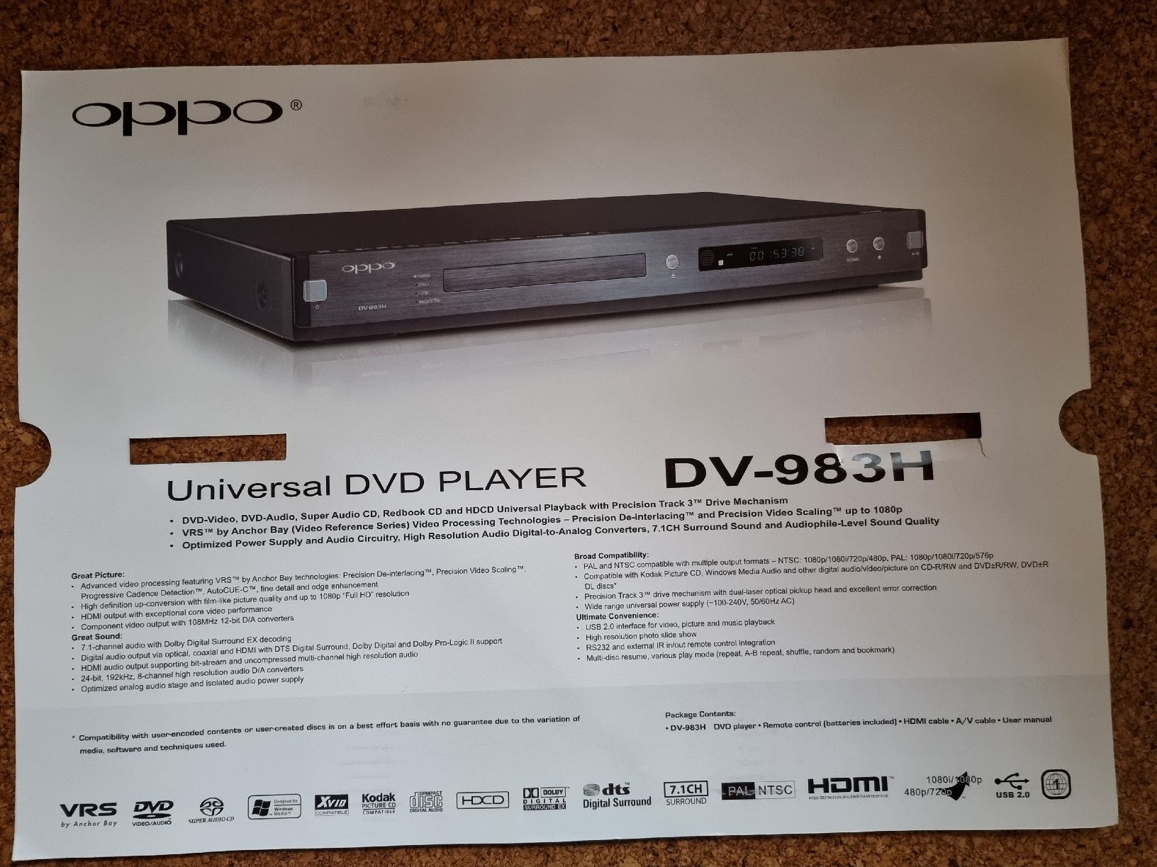 Oppo Sistemi audio & multimediali: OPPO Universal DVD Player DV-983H – Usato da Rigi-Kaltbad venduto da Marion_Fercher