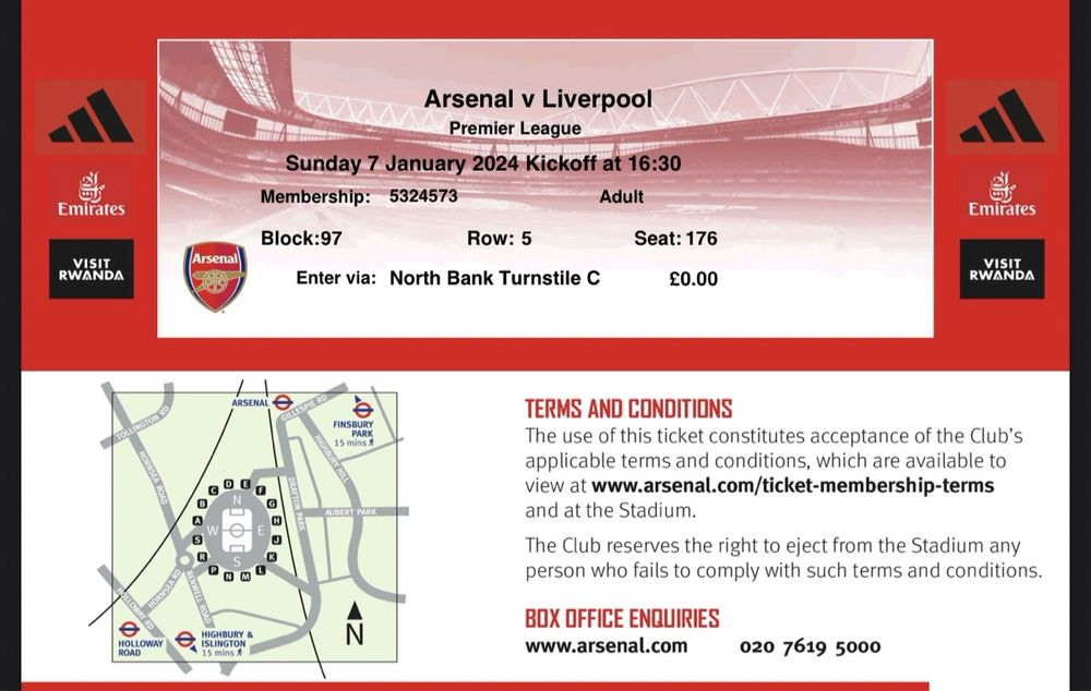 Arsenal Liverpool Match tickets FA Cup 07.01.2024 Acheter sur Ricardo