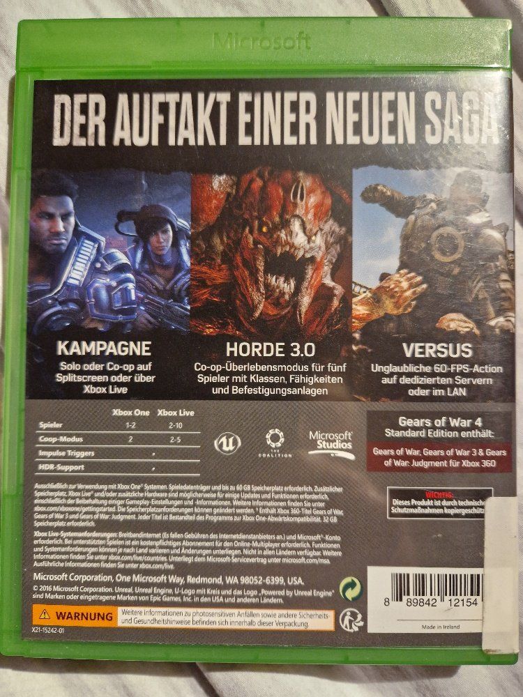 Spiele: Gears of War 4, 100% Uncut – Gebraucht aus Brittnau von Zibu 1