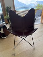 Sessel Butterfly Brown Ecco Leder / Metall