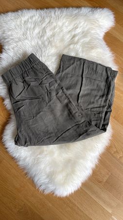 Grüne Leinenhose mit Gummizug, Gr. M, H&M