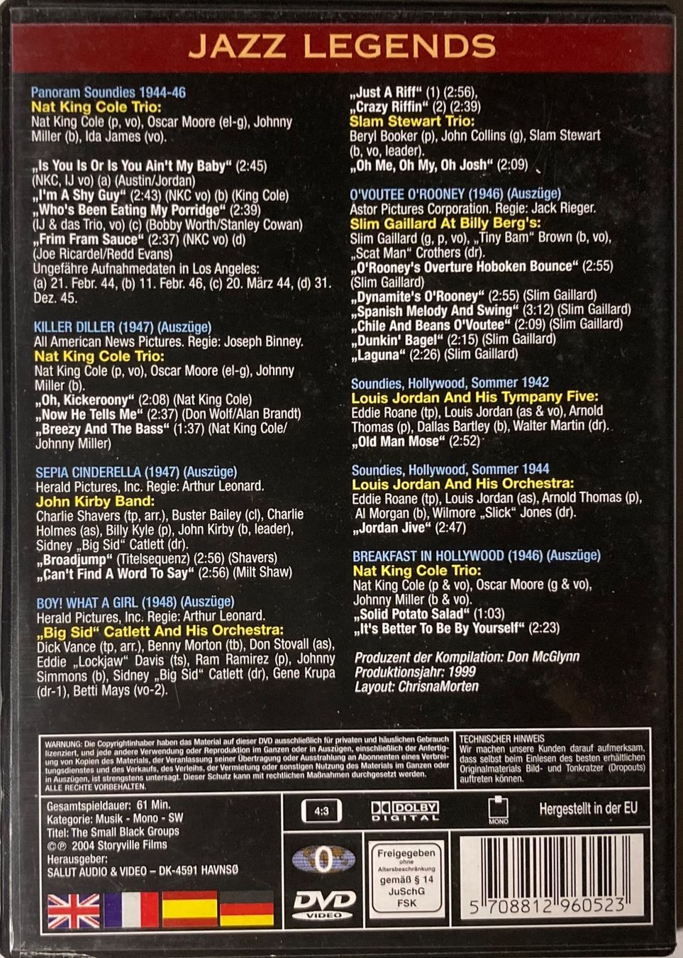 Tous les DVDs: JAZZ LEGENDS - THE SMALL BLACK GROUPS – D'occasion à Poliez-Pittet par Newtown-Records 1