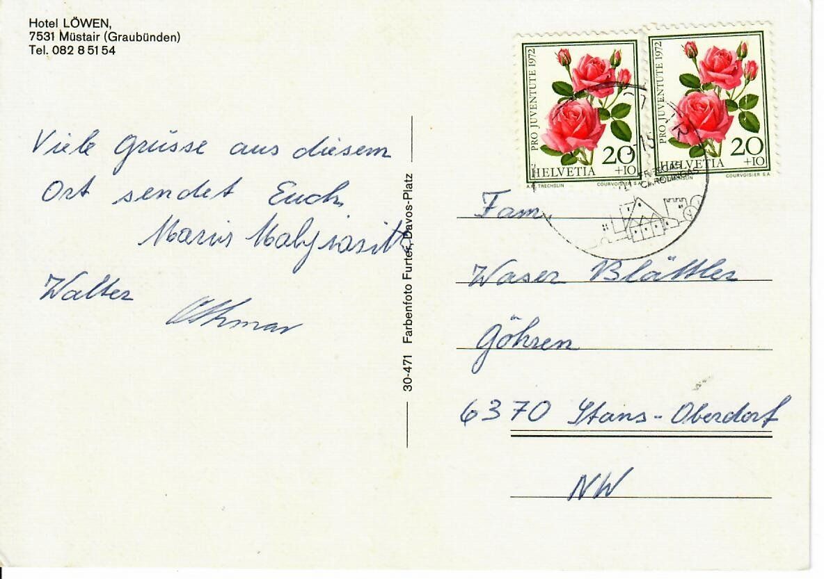 Cartoline postali: Müstair – Usato da Hochdorf venduto da Ziegel-16 1