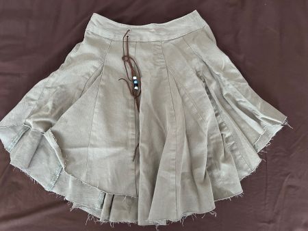 Boho Skirt, Raw Hem, Khaki Color, Spring Summer skirt