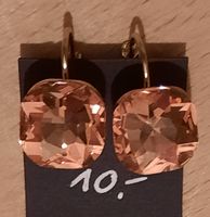 Elegante Ohrringe Gold mit apricot Glaskristall Vintage