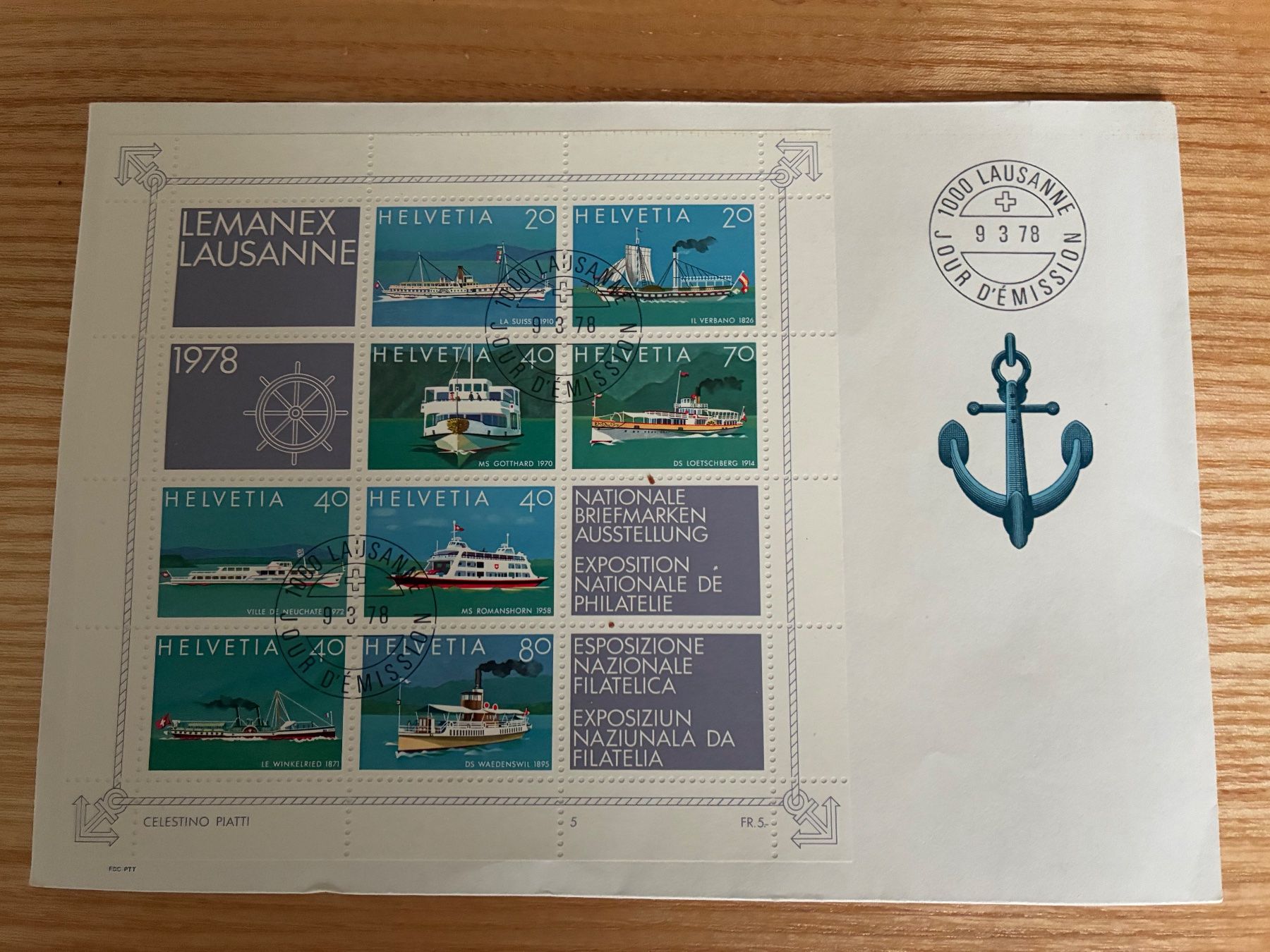 Tutti i francobolli: Briefmarkenbogen Lemanex Lausanne 1978, auf Original Couvert – Usato da Zürich venduto da Upippin
