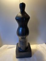 Skulptur Keramik schwarz abstrakt Form signiert ES ca. 47 cm