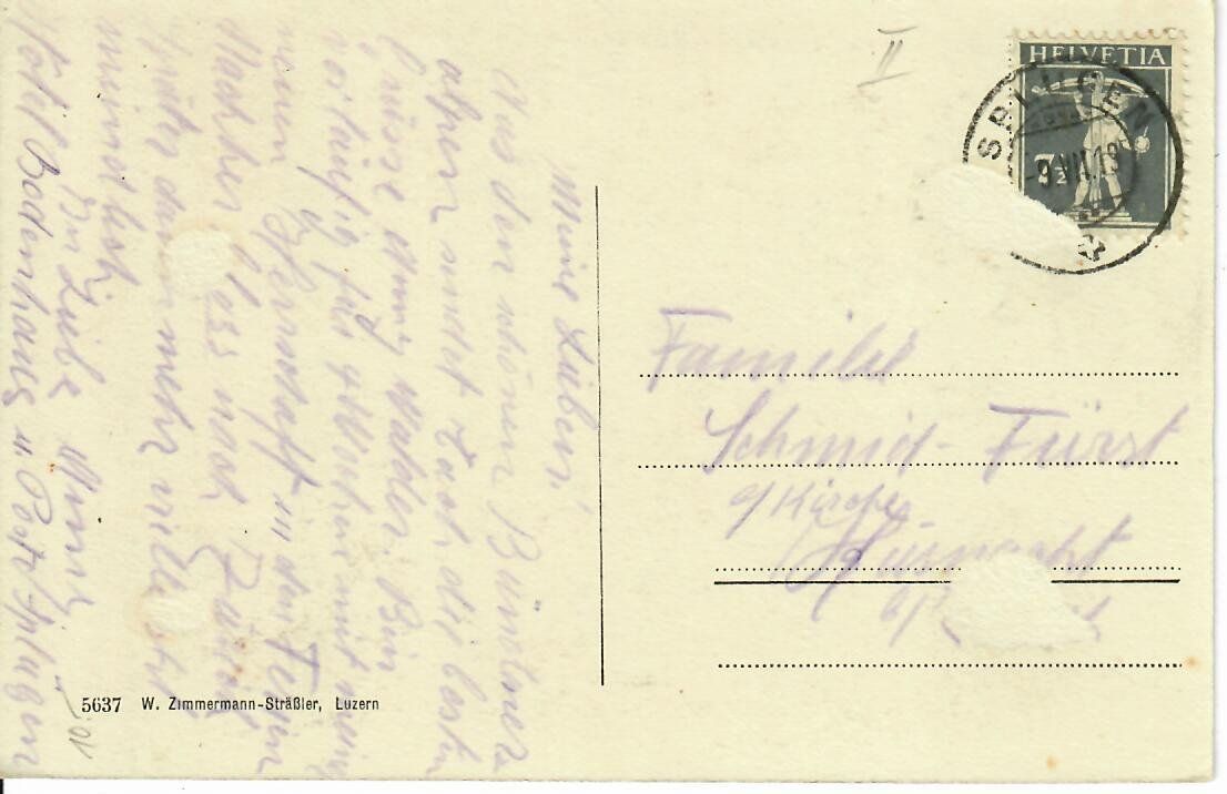 Cartoline postali: Splügen  1919 – Usato da Hochdorf venduto da Ziegel-16 1