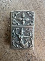 Briquet Silver Siam métal argenté décor asiatique ancien