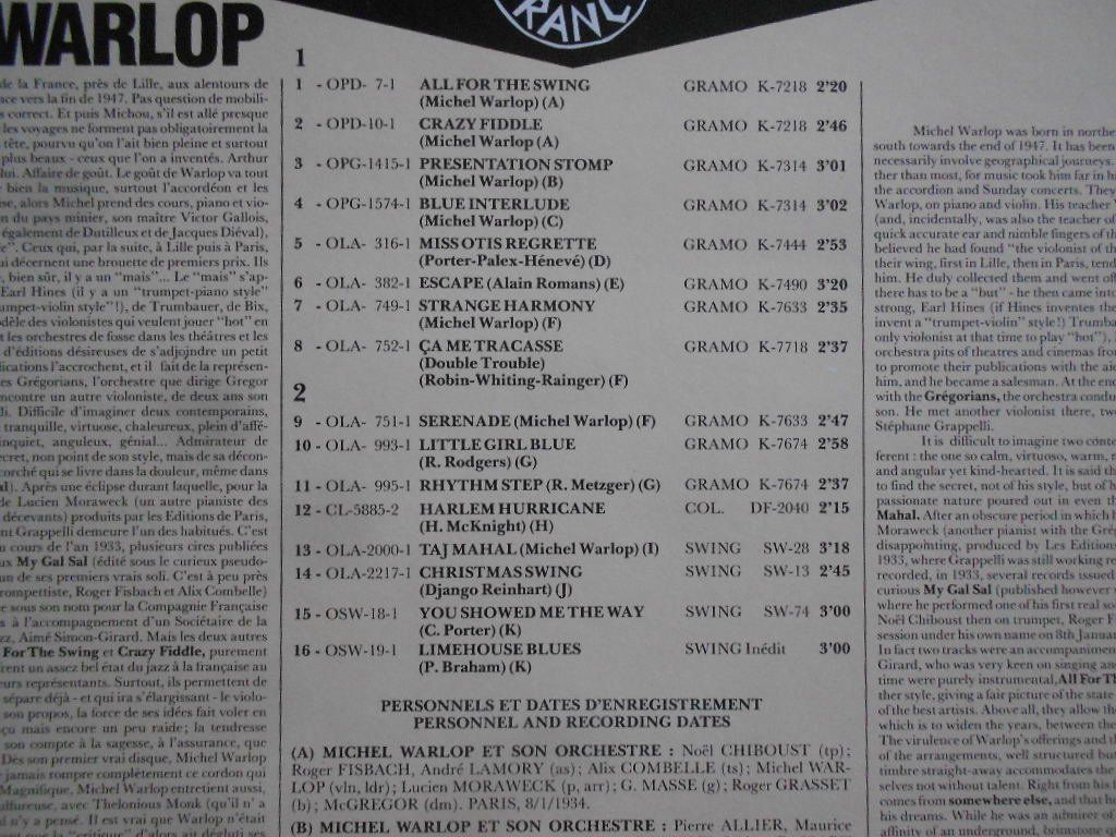 Schallplatten: MICHEL WARLOP   1934 - 1938 – Gebraucht aus Bex von Giorgiob 2