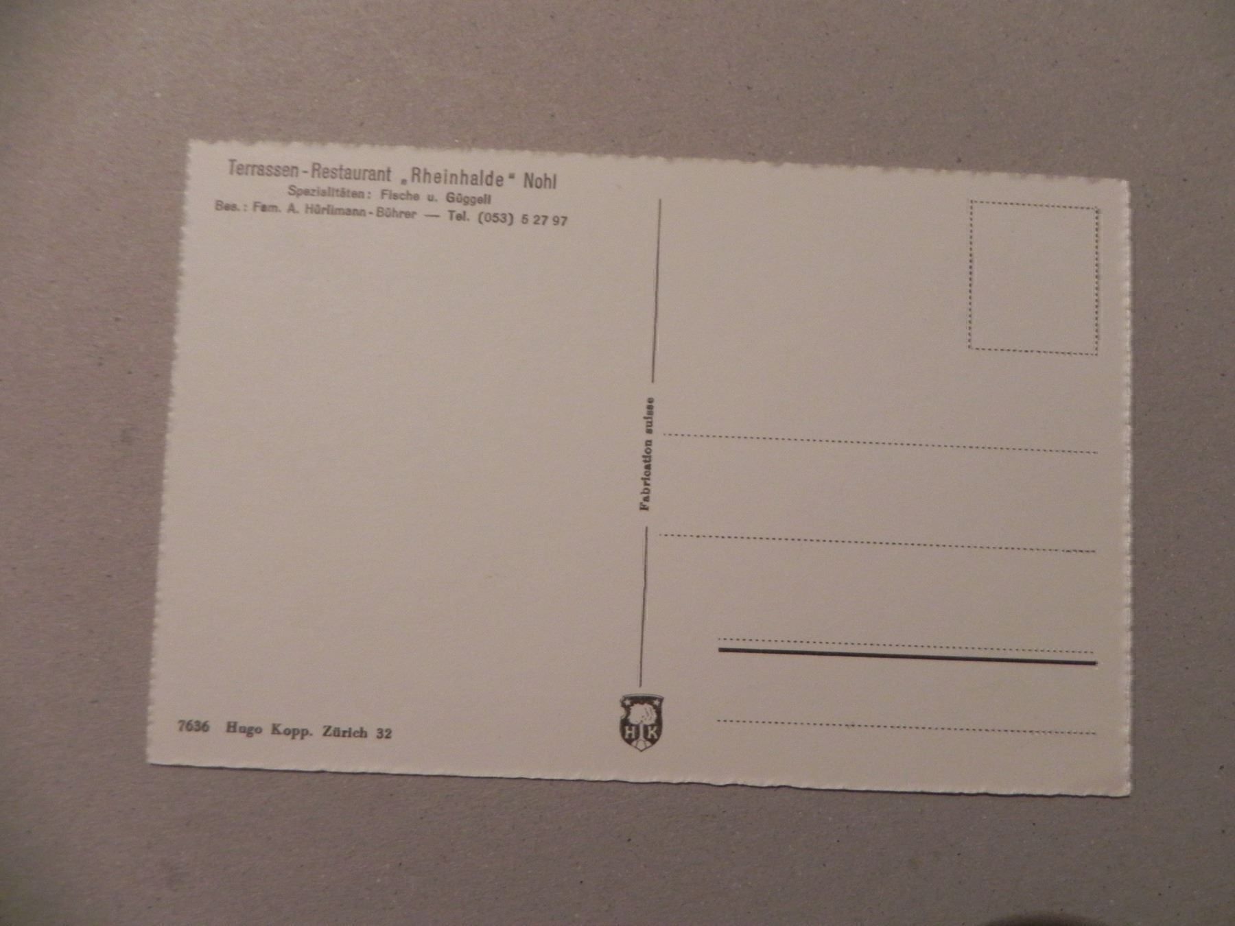 Cartoline postali: Ansichtskarte Nohl Schaffhausen SH 1950 – Usato da Siebnen venduto da krimsie 1
