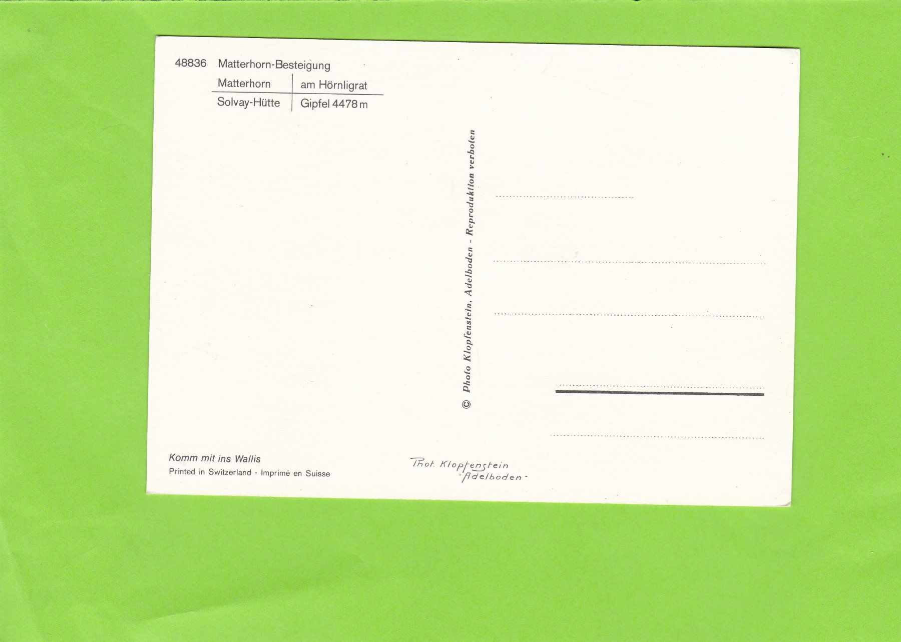 Cartoline postali: Matterhorn – Usato da St. Peterzell venduto da neckertal 1
